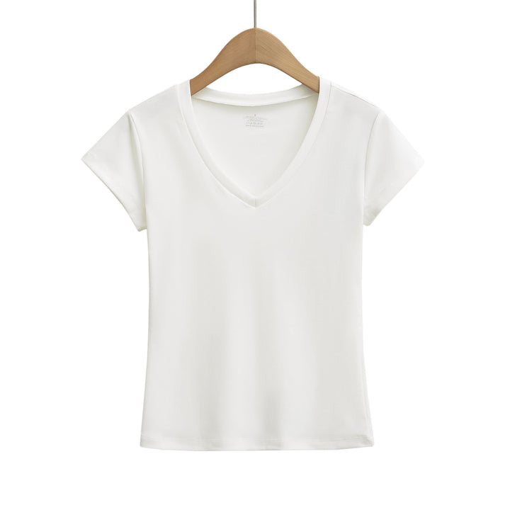 Dame V-hals T-shirt lavet af åndbart strækstof Stilla
