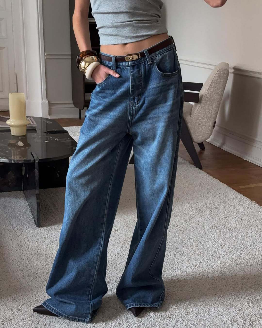 Kvinders brede jeans med høj talje og afslappet pasform Stilla