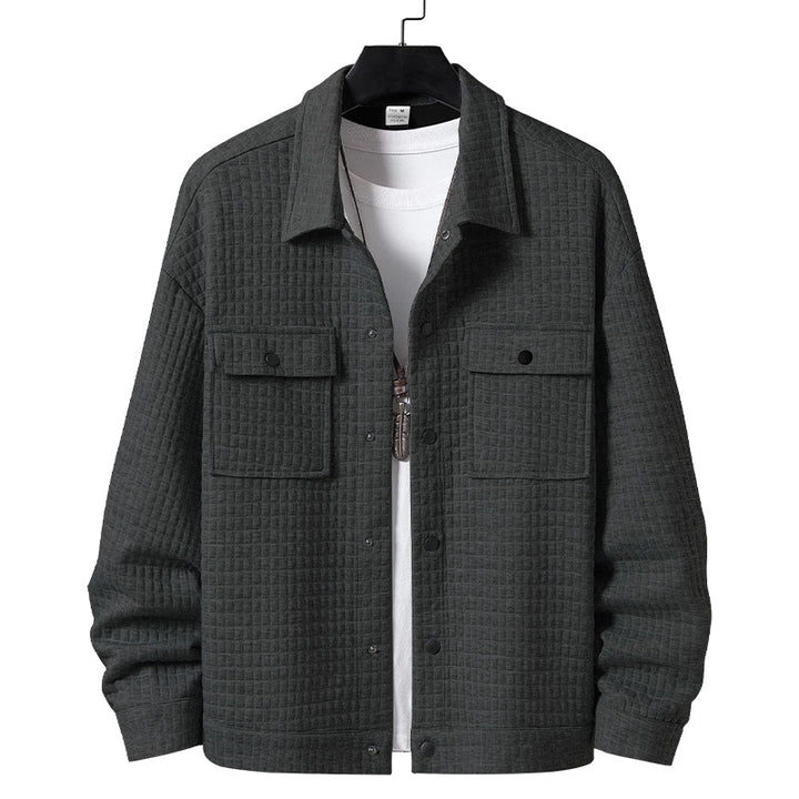 Herre nan quiltet overshirtjakke med kvadratisk quiltstruktur og påsyede brystlommer Skovae