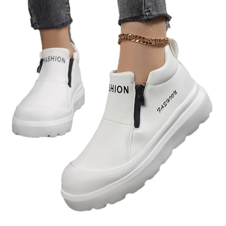 Dame nan Plateau-Sneaker med sidelås, polstret komfort fodseng og profileret sålprofil Skovae