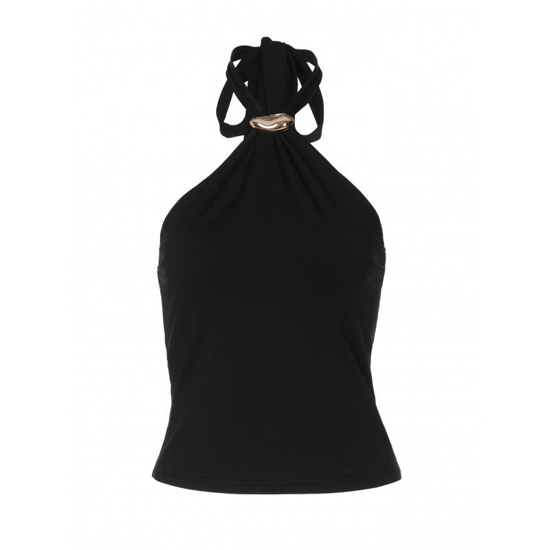 Damen Haltertop mit elegantem Ringdetail und figurbetontem Schnitt Skovae