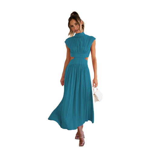 Dame maxikjole med elegant cut-out og plisserede detaljer Stilla