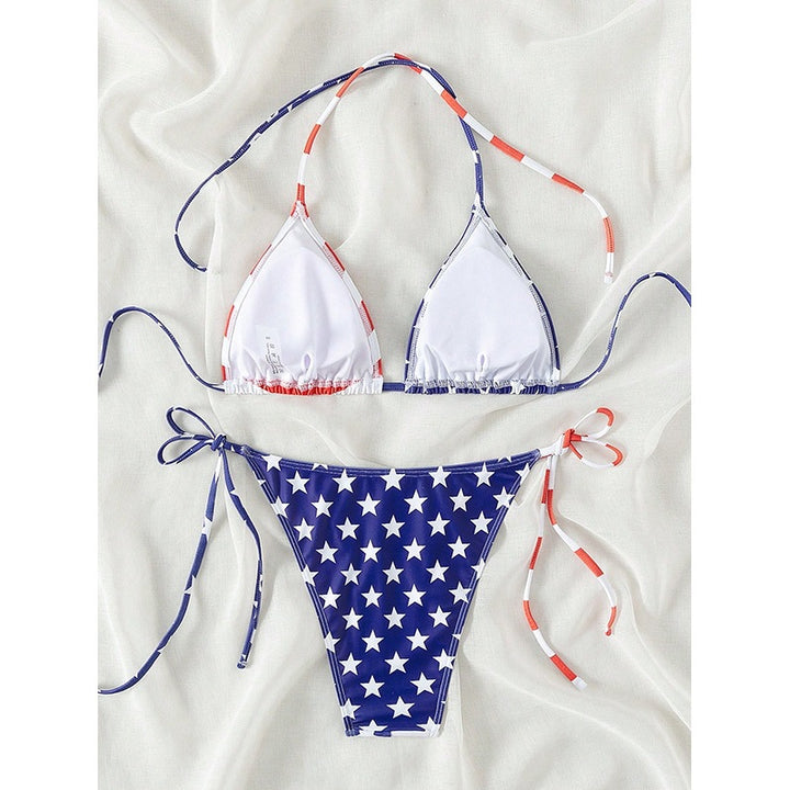 Dame triangel-bikini med patriotisk design Skovae