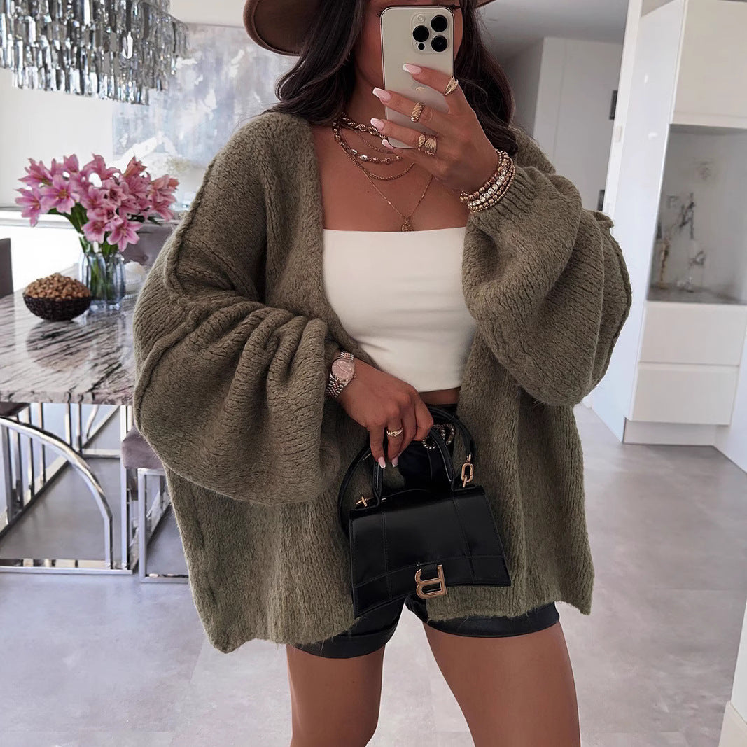 Dame cardigan med oversized snit og voluminøse ærmer Stilla