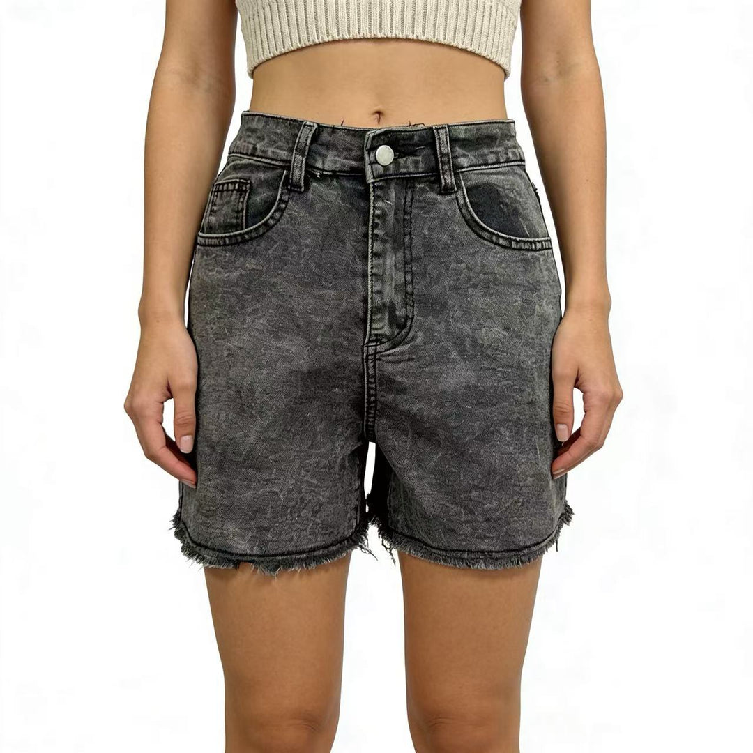 Dame fashionable Denim-shorts i casual snit med franset kant Skovae