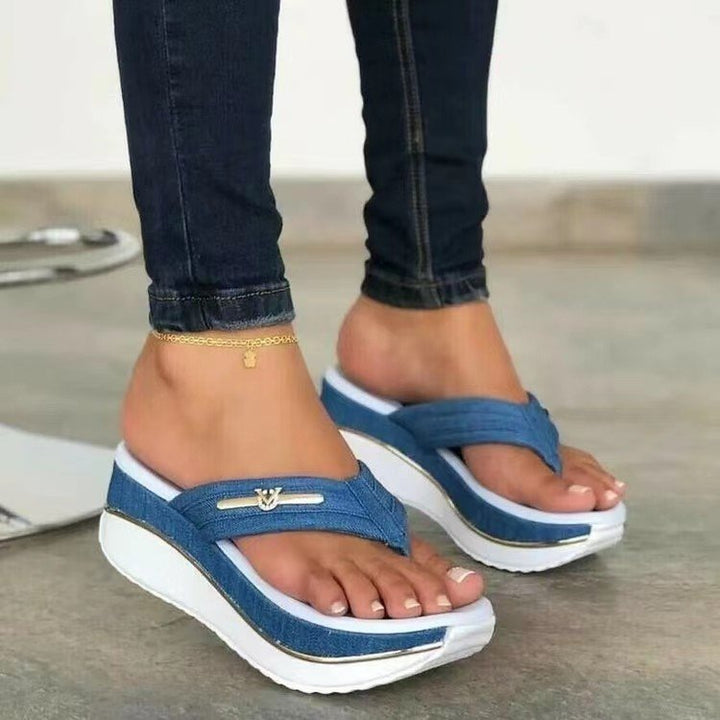 Dame Sporty Tå-sandaler med luftig platform og moderne dekoration Stilla