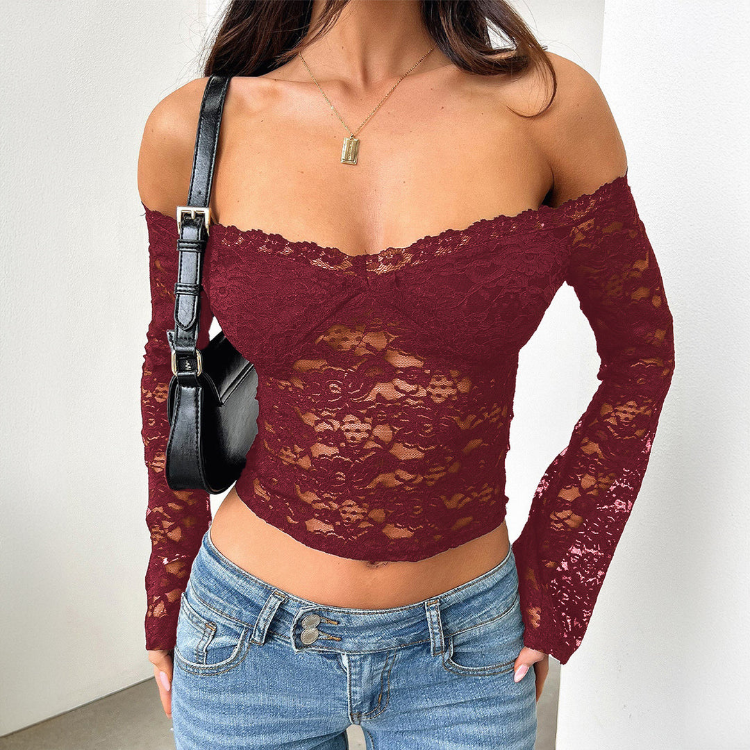 Dame Off-Shoulder Blonde Top med lange ærmer og Bueudskæring Stilla