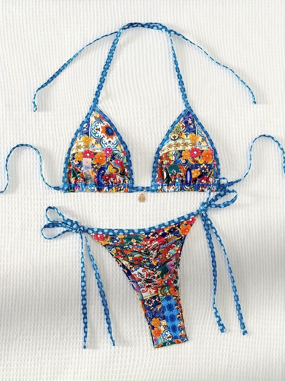 Femme Halsbånd Floral Print Bikini Sæt Stilla