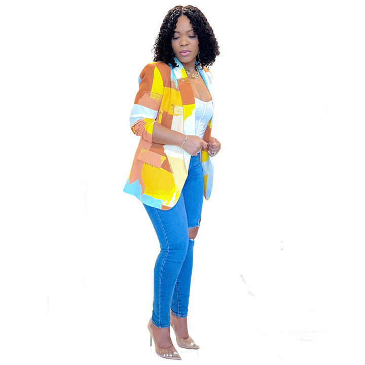 Dame Mode Blazer i Colorblock-design Stilla