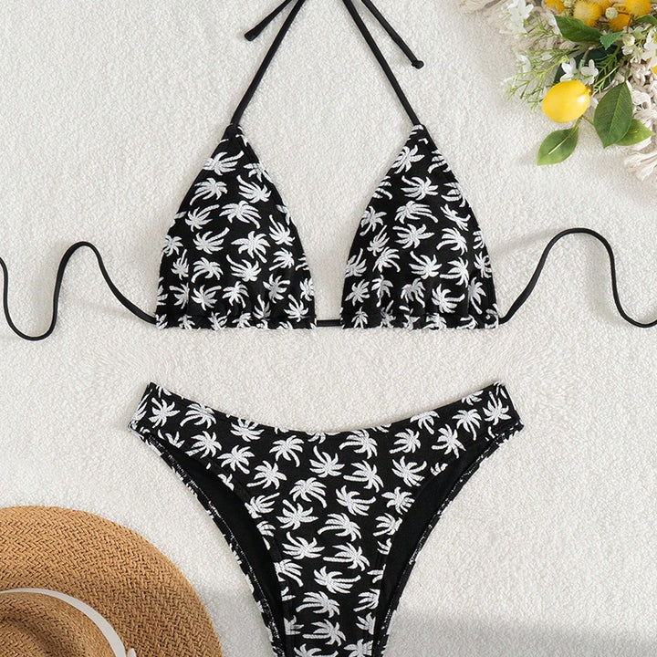 Dame triangel Bikini med plante mønster Stilla
