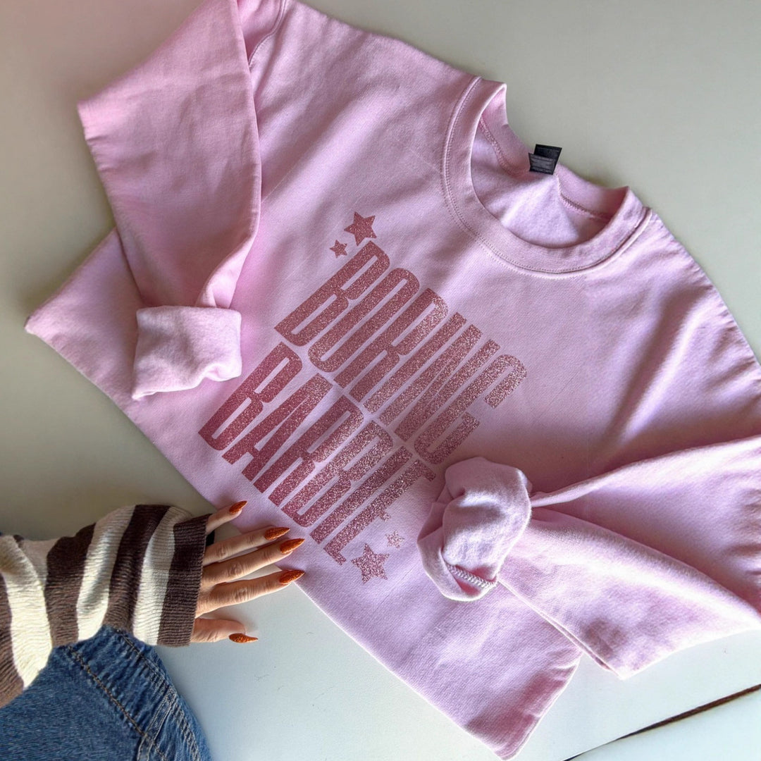 Damer nan glitrende rund-hals-sweatshirt med statement-print og børstet inderside Skovae