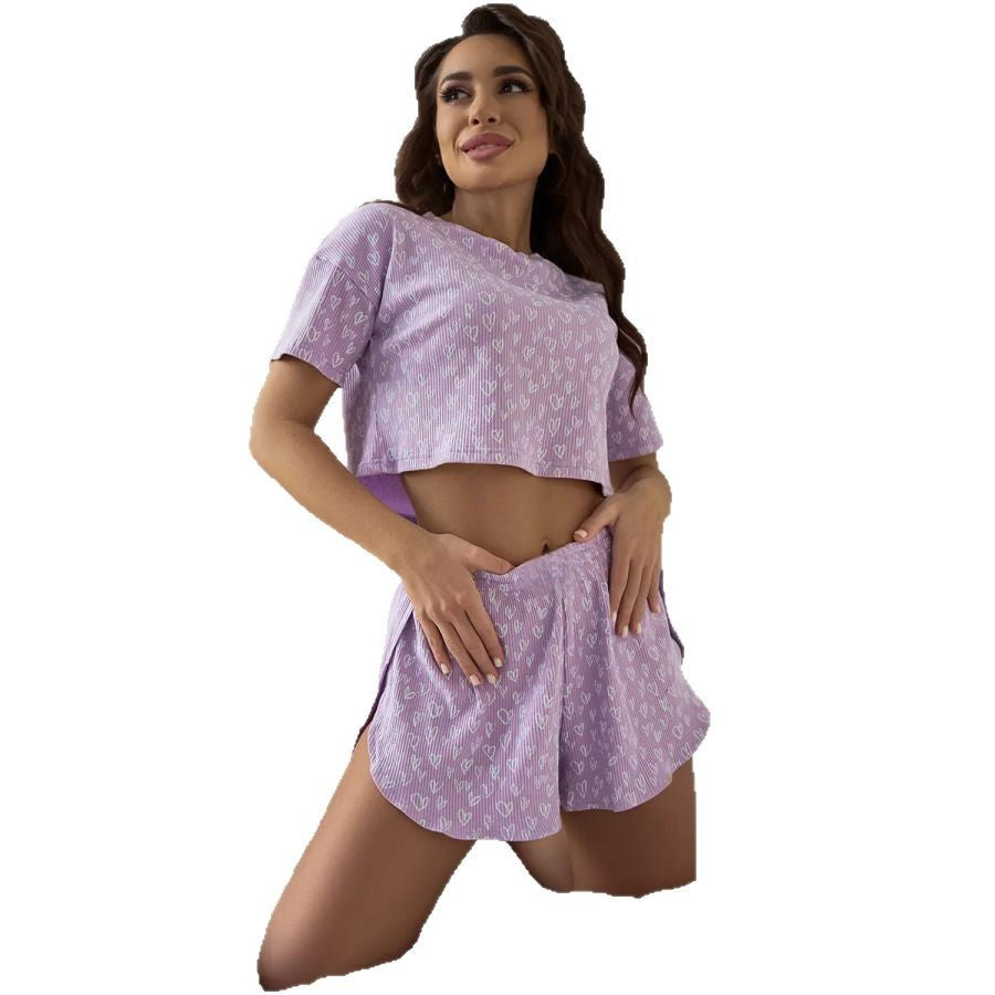 Dame Pyjama-sæt med hjerteligt design og luftig pasform Stilla