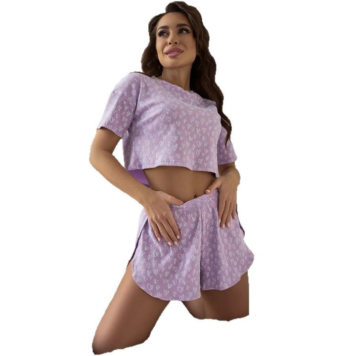Dame Pyjama-sæt med hjerteligt design og luftig pasform Stilla