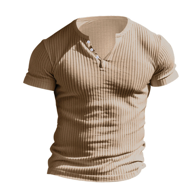 Herrer kortærmet Henley T-shirt med struktureret overflade Stilla