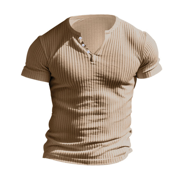 Herrer kortærmet Henley T-shirt med struktureret overflade Stilla