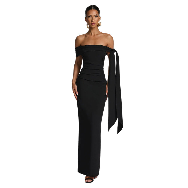 Damernes Off-Shoulder Maxikjole med elegant sløyfede koriske Skovae