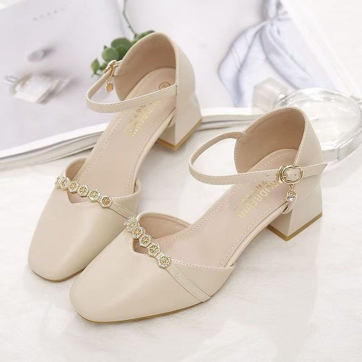 Dame elegant Slingback-pumps med modet rhinsten pynt Stilla