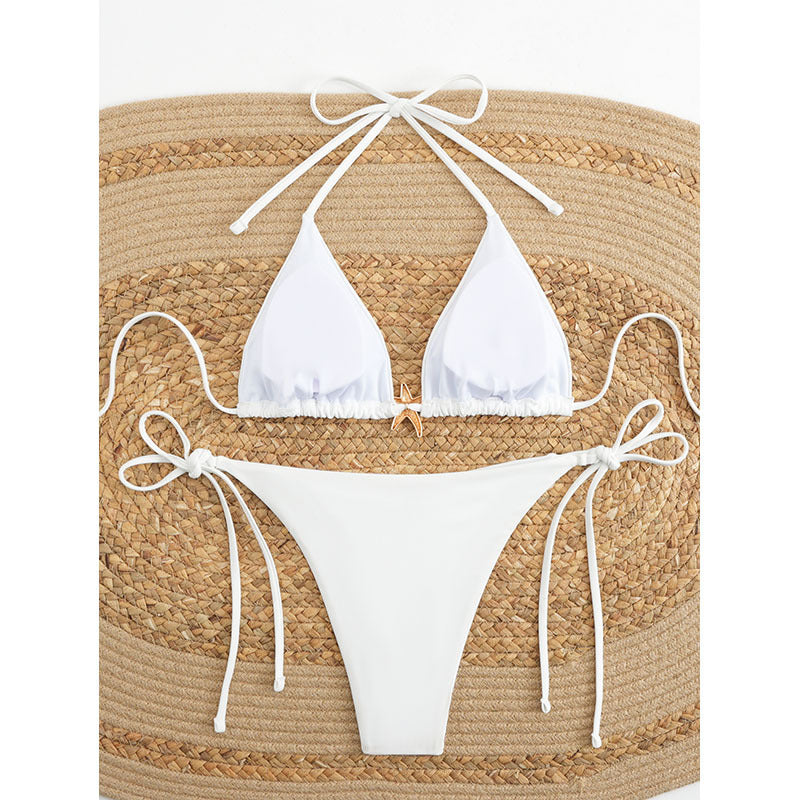 Dame triangel-bikini med elegante bindedetaljer Skovae