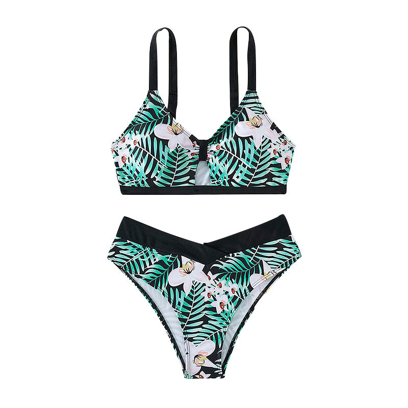 Dame to-delt bikini sæt med blomstret design og justerbare stropper Skovae