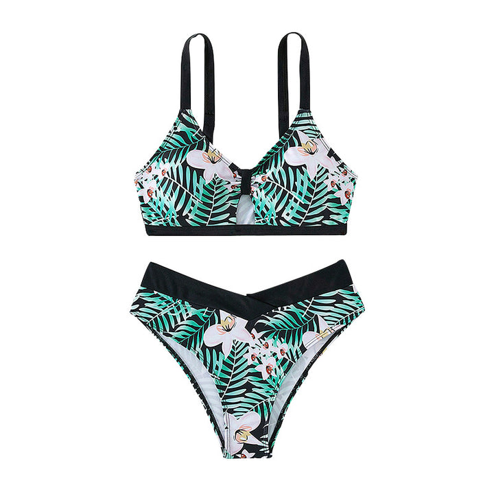 Dame to-delt bikini sæt med blomstret design og justerbare stropper Skovae