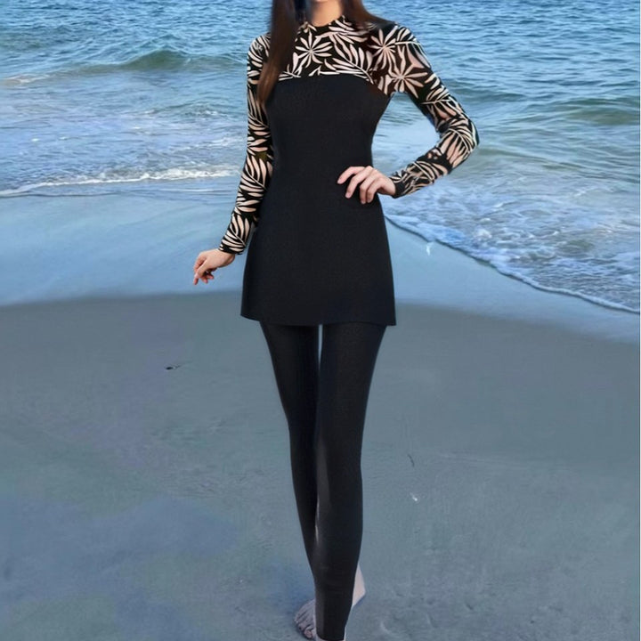 Dame Elegant Langærmet Surfdragt med modetræk Skovae