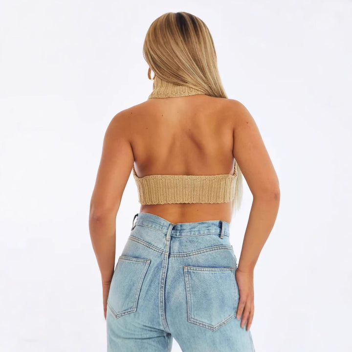 Dame High-Neck Striktop med asymmetrisk snit Stilla