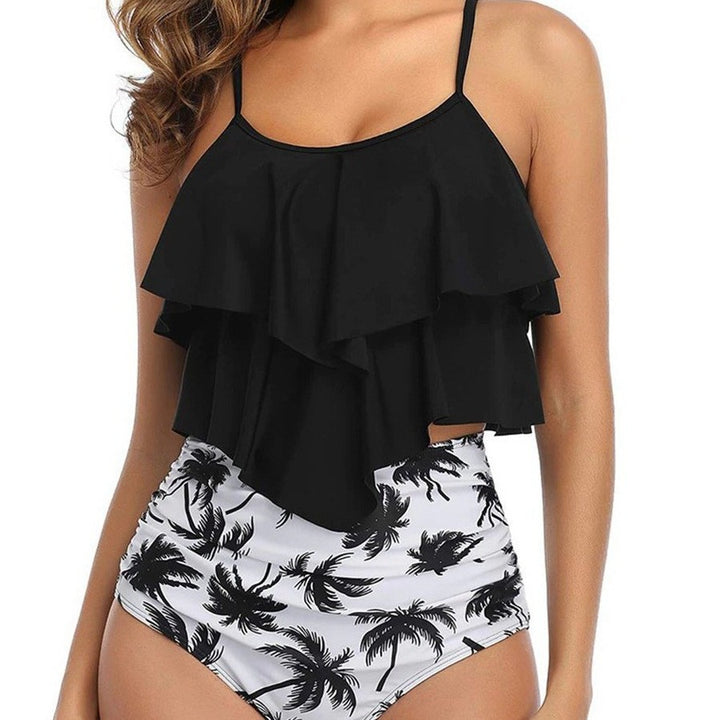 Dame Sporty Tankini-sæt med frynsetop og høj talje Skovae