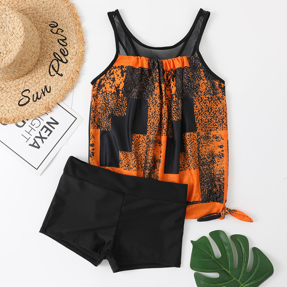 Dame Sporty Tankini-sæt med figurskæmmende snit Stilla
