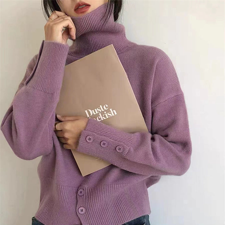 Kvinderne hyggelige turtleneck sweater med knapdetaljer Stilla