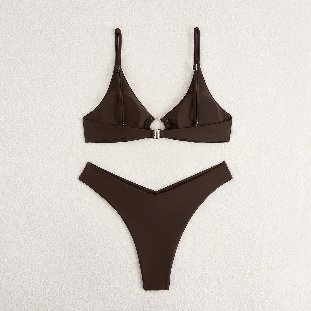 Dame Triangel-bikini med elegant ringdetalje Skovae
