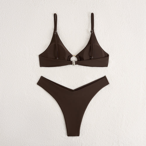 Dame Triangel-bikini med elegant ringdetalje Skovae