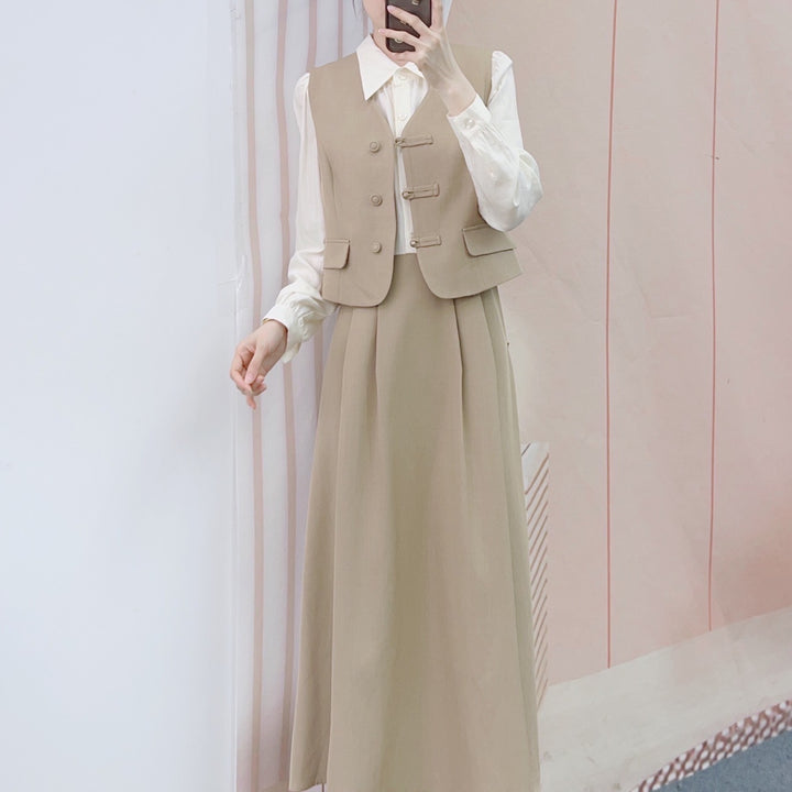 Dame elegant vest-nederdel kombination Stilla