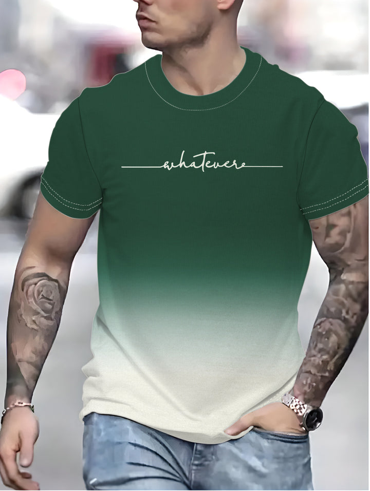 Herrer T-shirt med kreativ inskrift og moderne farvegradient Stilla