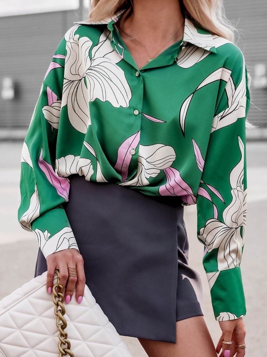 Damebluse med floralsktryk Stilla