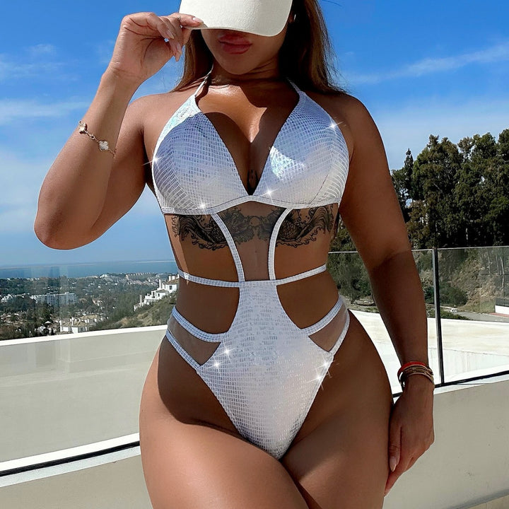 Dame Cut-Out Bikini med skinnende design Skovae