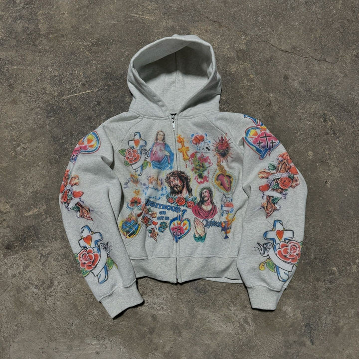 Kvindernes hoodie med farverige tatoveringsprint Stilla