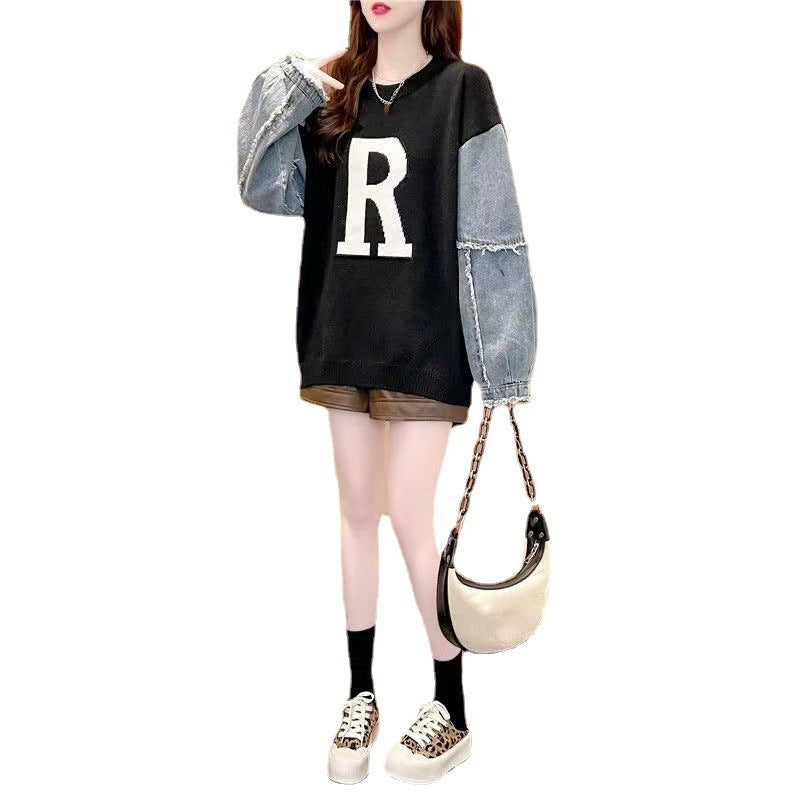 Femme Trendy Mixed Media Pullover Sweater Stilla