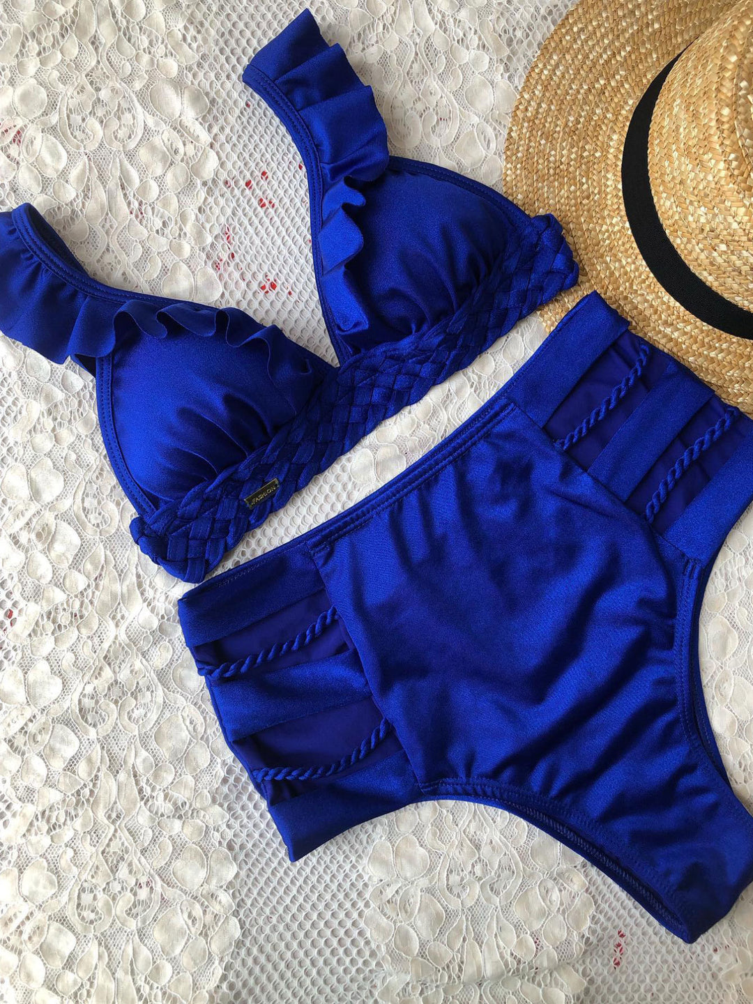 Dame bikini sæt med raffinerede ruffle detaljer og høj talje Stilla