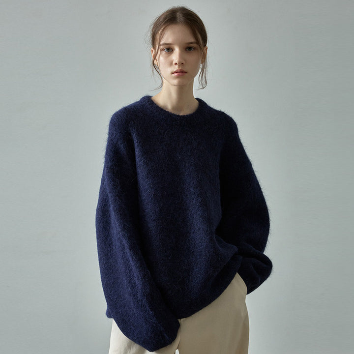 Dame hyggelig strikkepullover i afslappet oversized snit med voluminøse ærmer Stilla