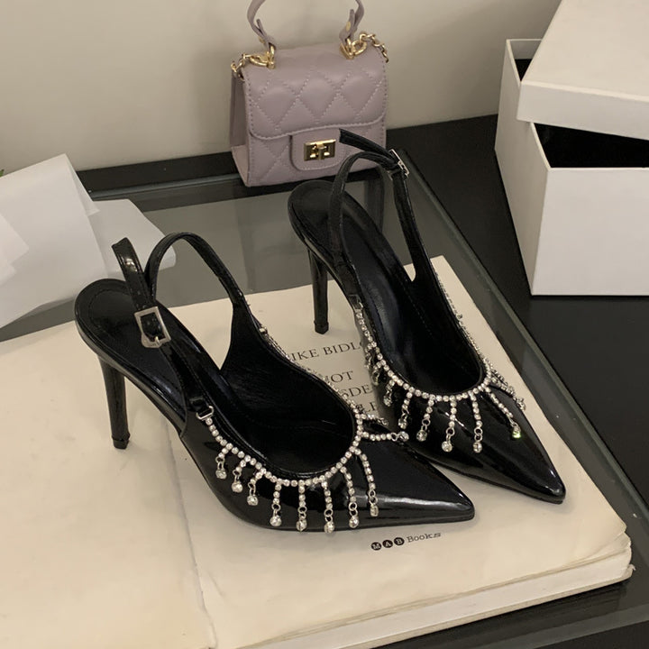 Dame Slingback Pumps med funklende strass dekorationer og elegant design Stilla