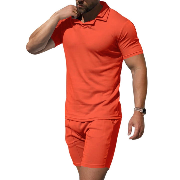 Herrer poloshirt og shorts-sæt i hudvenligt, elastisk materiale med moderigtigt krave Stilla