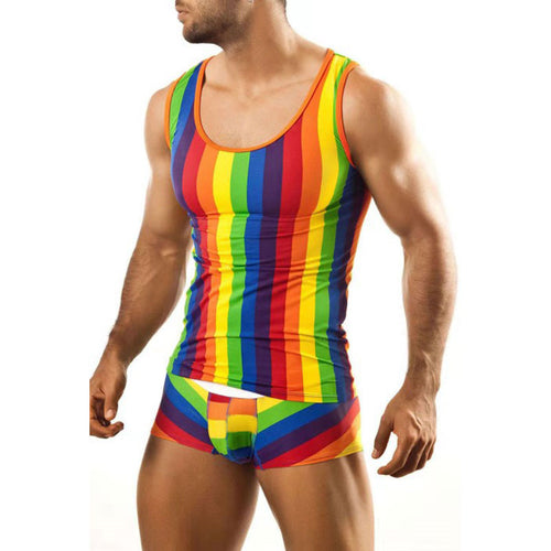 Herren nan et tæt saet af undertøj med tanktop og formende boxerbrief lavet af strækjersey Skovae