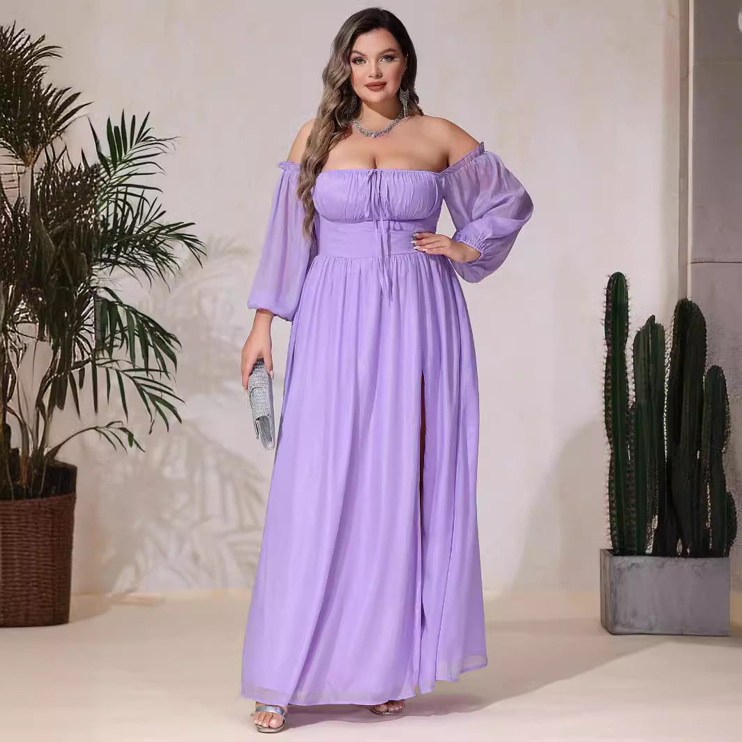 Dame maxikjole med off-shoulder design og flydende stof Stilla