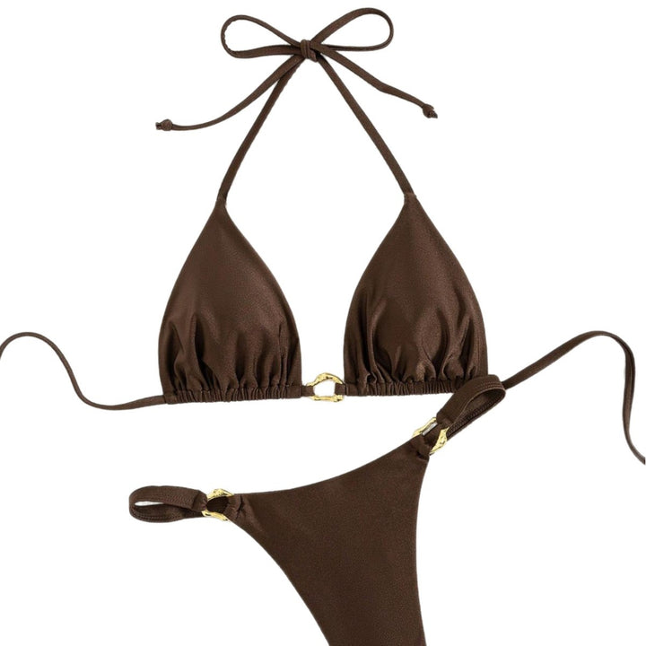 Dame triangel-bikini med luksuriøse gyldne accenter Skovae