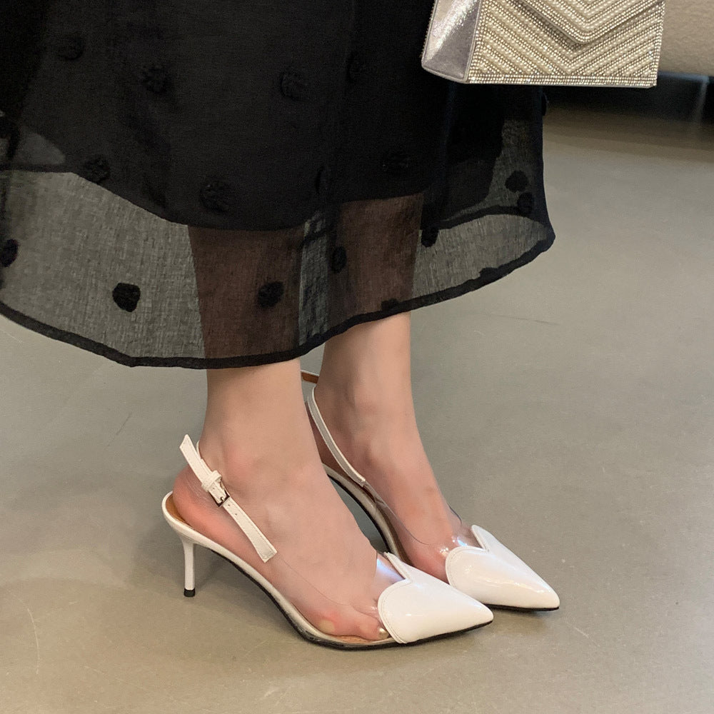Dame Slingback Pumps med gennemsigtige indsätze og spidse tæer Stilla