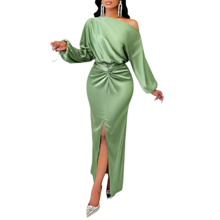 Dame Elegant off-shoulder Maxikjole med rynk og split Stilla