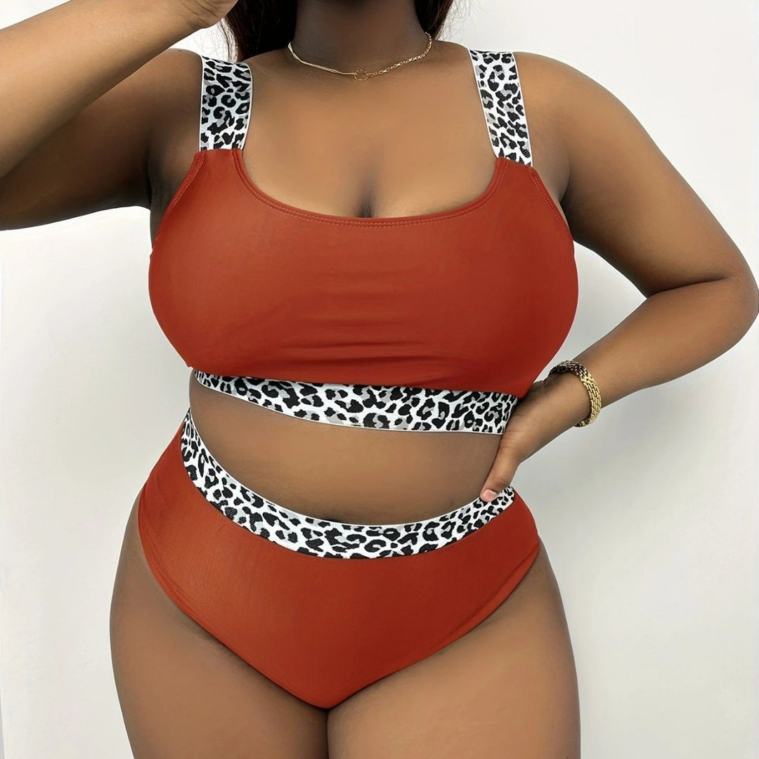 Dame Højskåret Bikini-Sæt med trendy Dyreprint Skovae