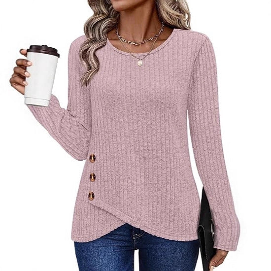Damer fashionable og casual top med knapdetaljer Stilla