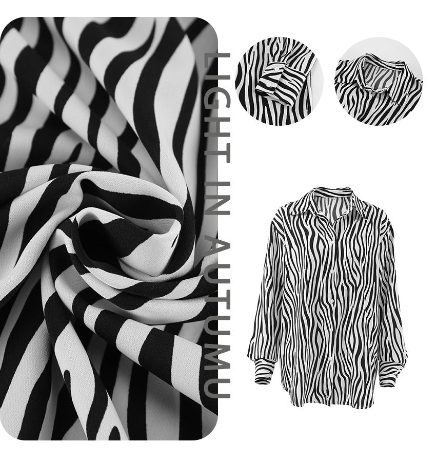 Damebluse med zebra-print og moderne snit Stilla