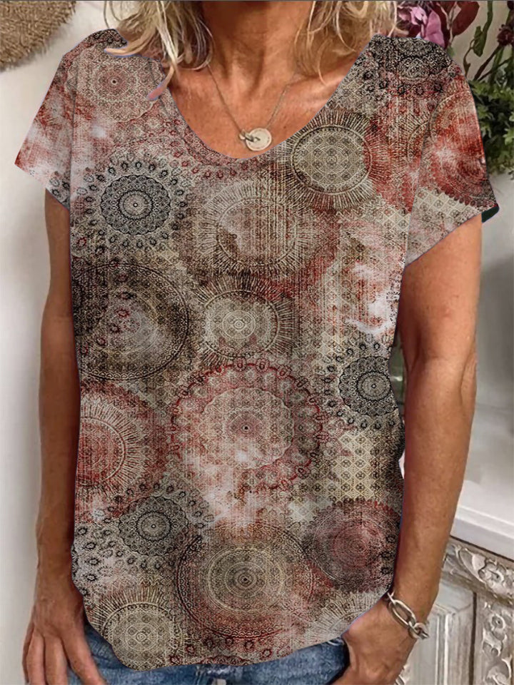 Dame Loose Bluse med farverigt paisleymønster Skovae